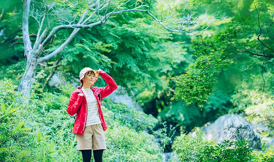 森の中にいる女性