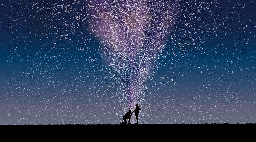 夜空とカップル